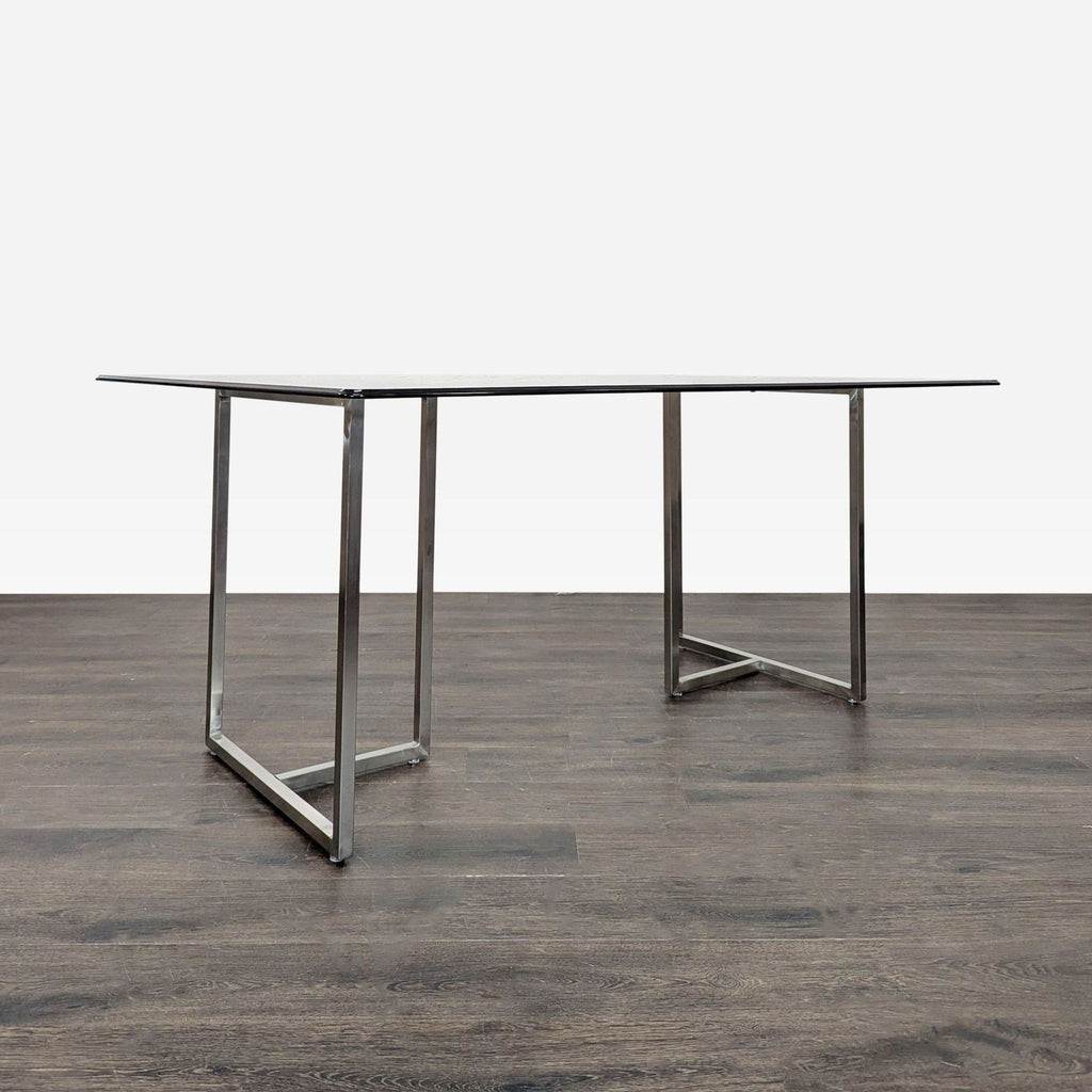 Modern Glass Dining Set with 4 IKEA Tobias Clear Acrylic Chairs and Metal Frame