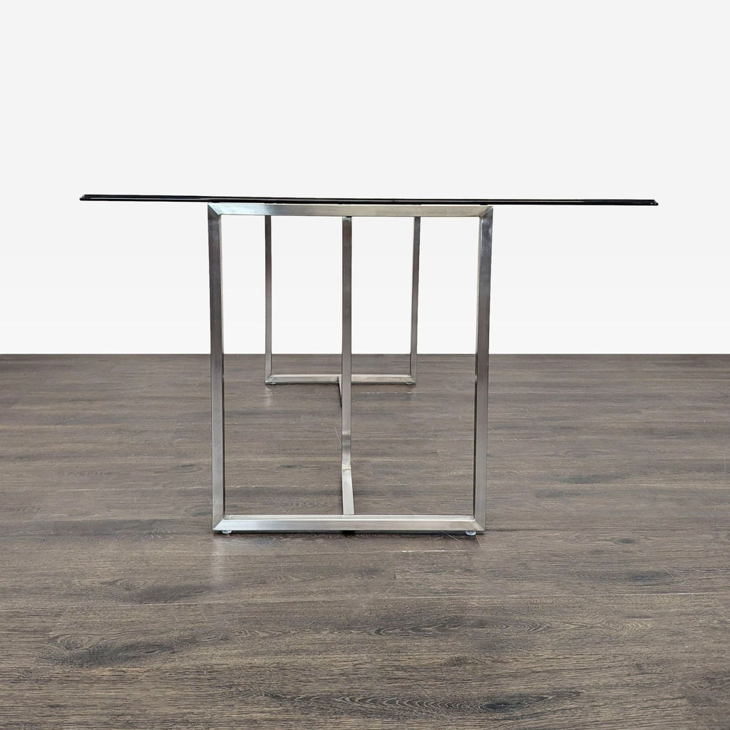 Modern Glass Dining Set with 4 IKEA Tobias Clear Acrylic Chairs and Metal Frame