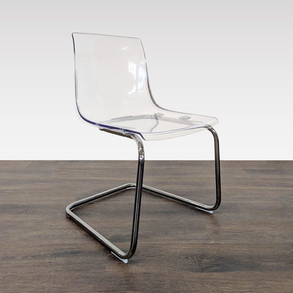 Modern Glass Dining Set with 4 IKEA Tobias Clear Acrylic Chairs and Metal Frame - Accepted Offer (25.00% discount)