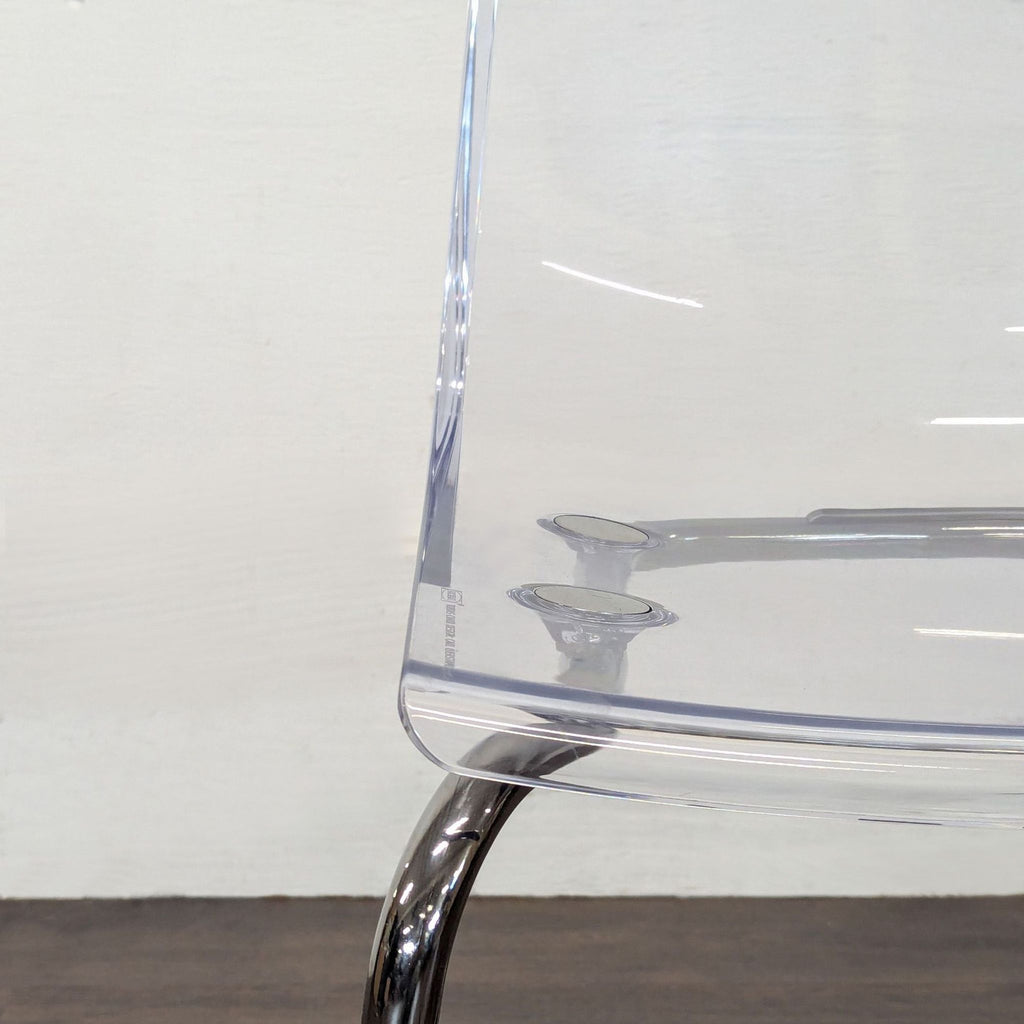 Modern Glass Dining Set with 4 IKEA Tobias Clear Acrylic Chairs and Metal Frame