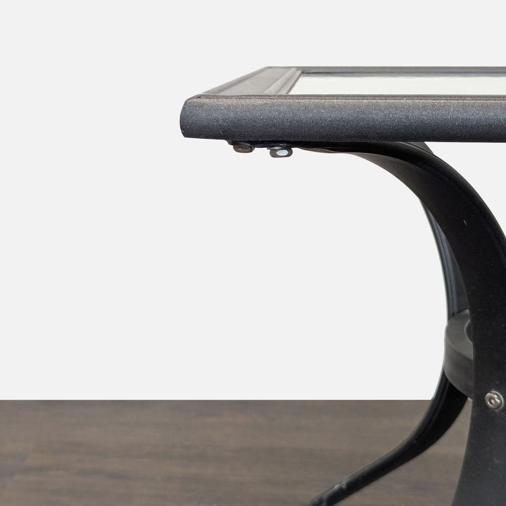 Sturdy Black Metal Square Outdoor Table with Curved Legs