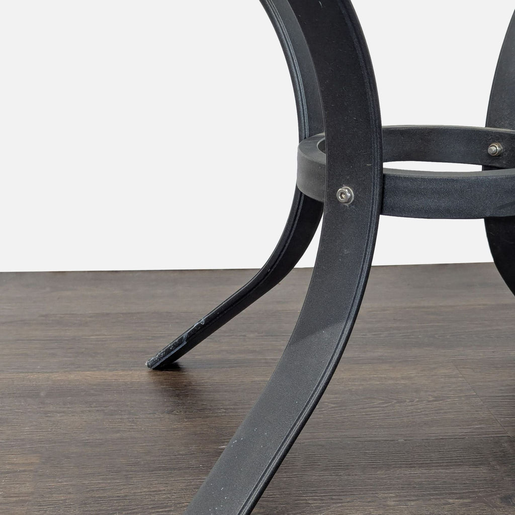 Sturdy Black Metal Square Outdoor Table with Curved Legs