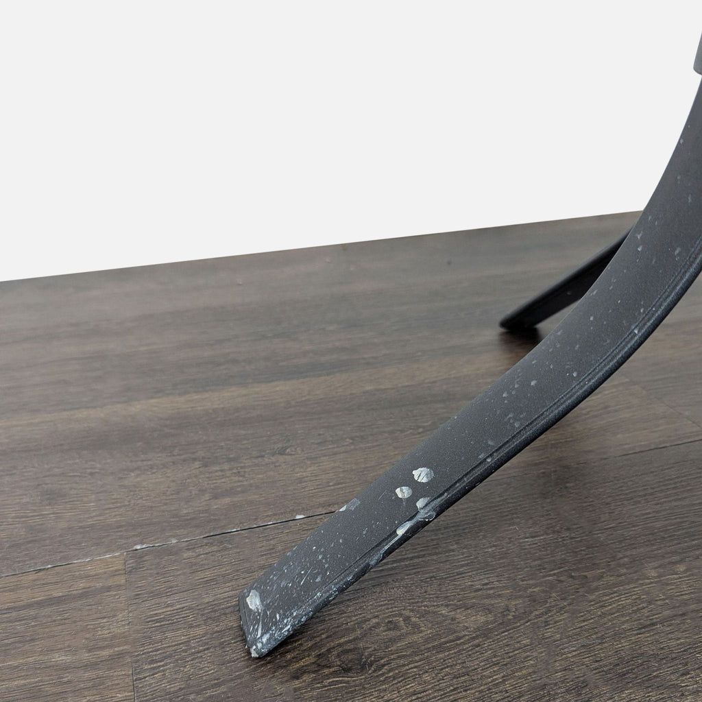 Sturdy Black Metal Square Outdoor Table with Curved Legs