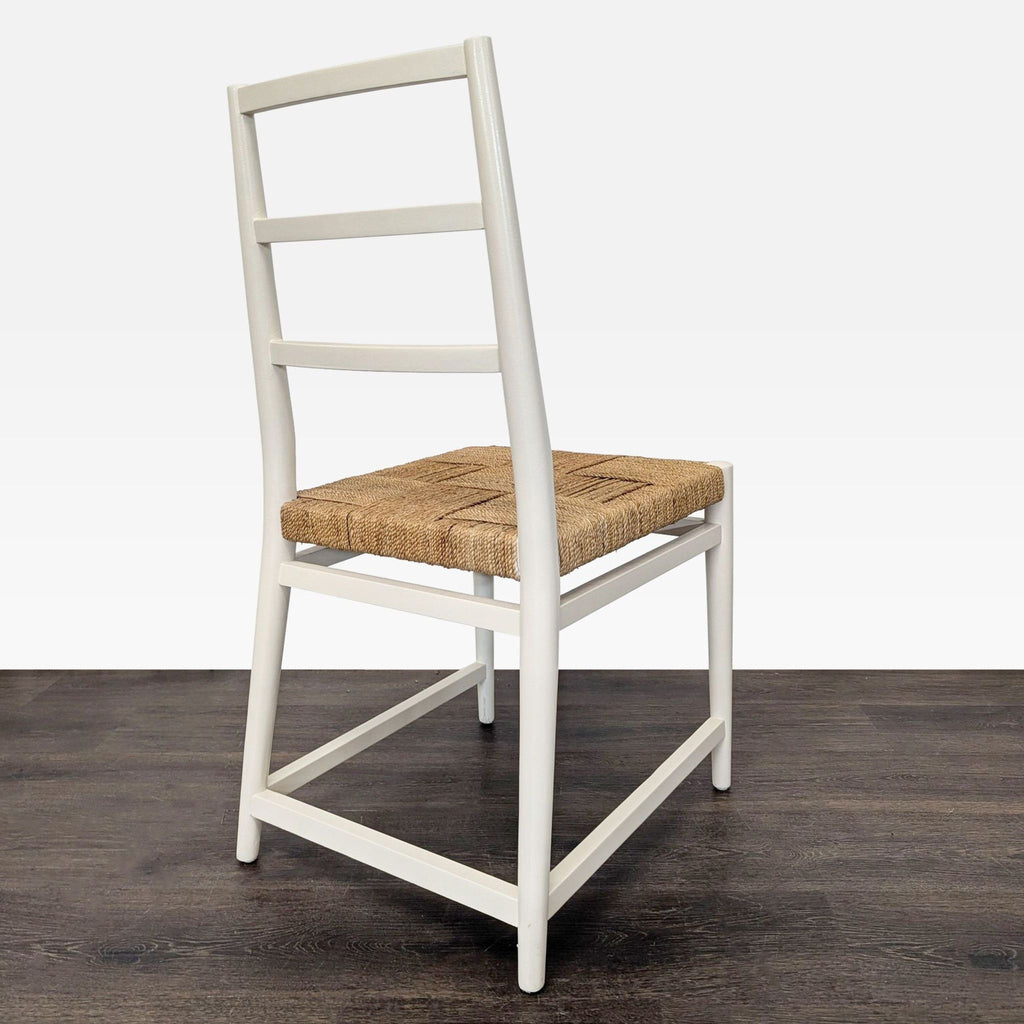Set of Four Wood Ladderback Chairs with Woven Seats
