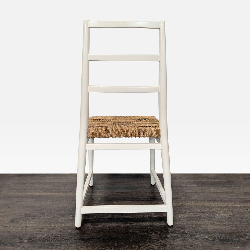 Set of Four Wood Ladderback Chairs with Woven Seats