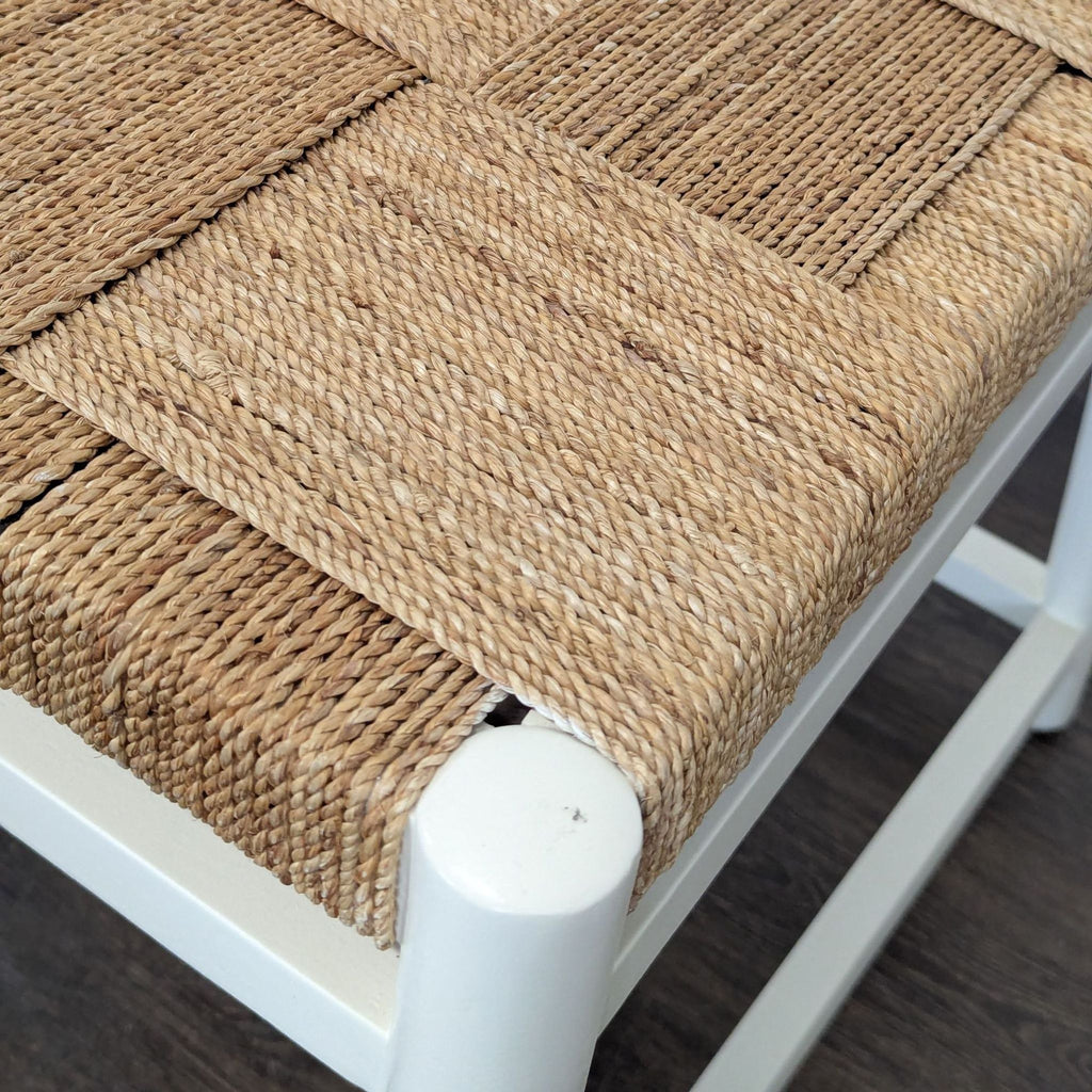 Set of Four Wood Ladderback Chairs with Woven Seats
