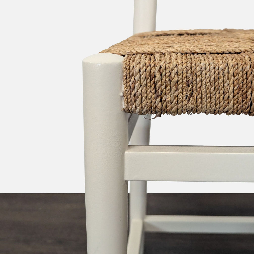Set of Four Wood Ladderback Chairs with Woven Seats