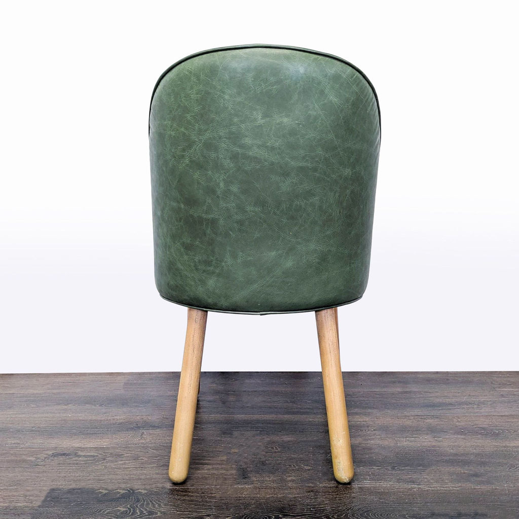 Set of Three Leather Dining Chairs on Wood Legs
