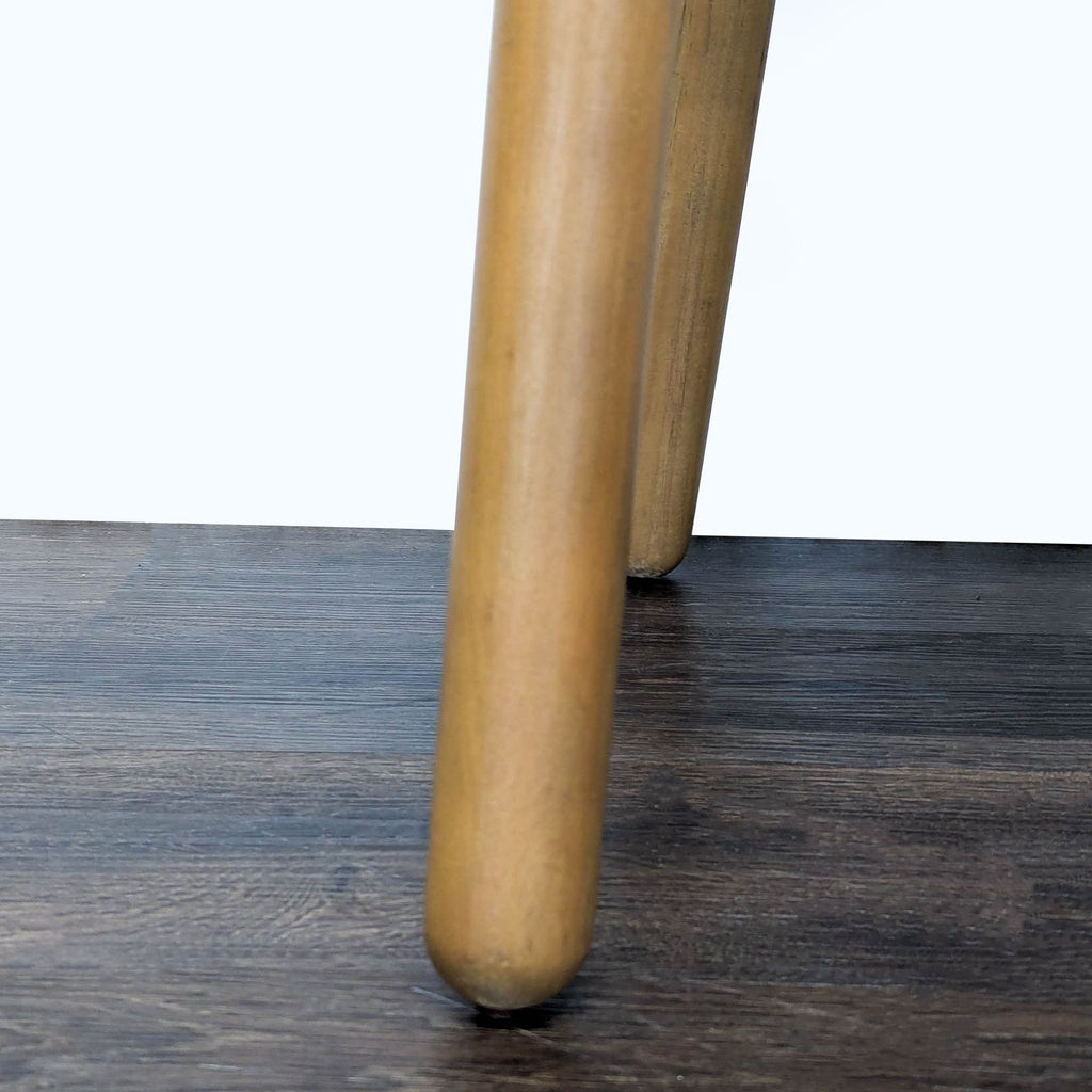 Set of Three Leather Dining Chairs on Wood Legs