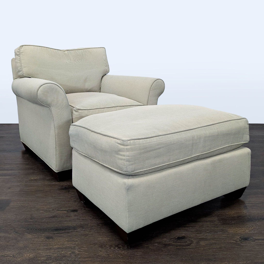Comfy Lounge Chair with Matching Ottoman - Light Sage