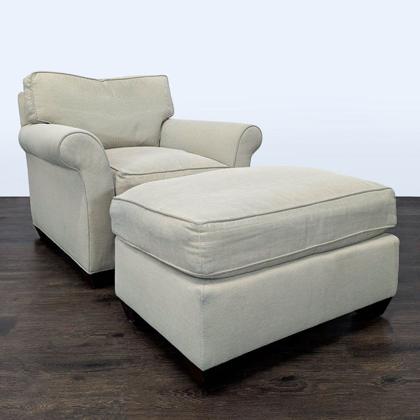 Comfy Lounge Chair with Matching Ottoman - Light Sage