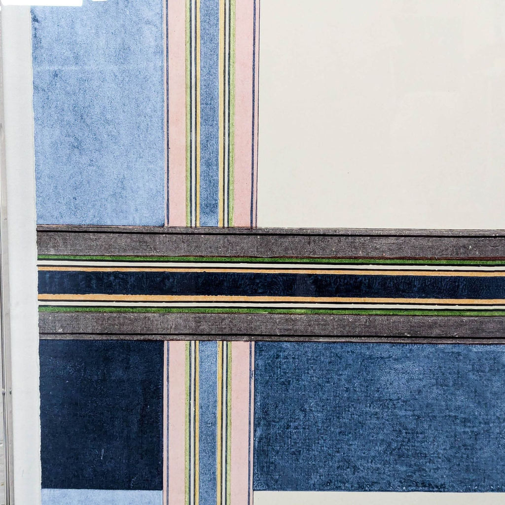 Contemporary Plaid Abstract Artwork in Lucite Shadowbox Frame