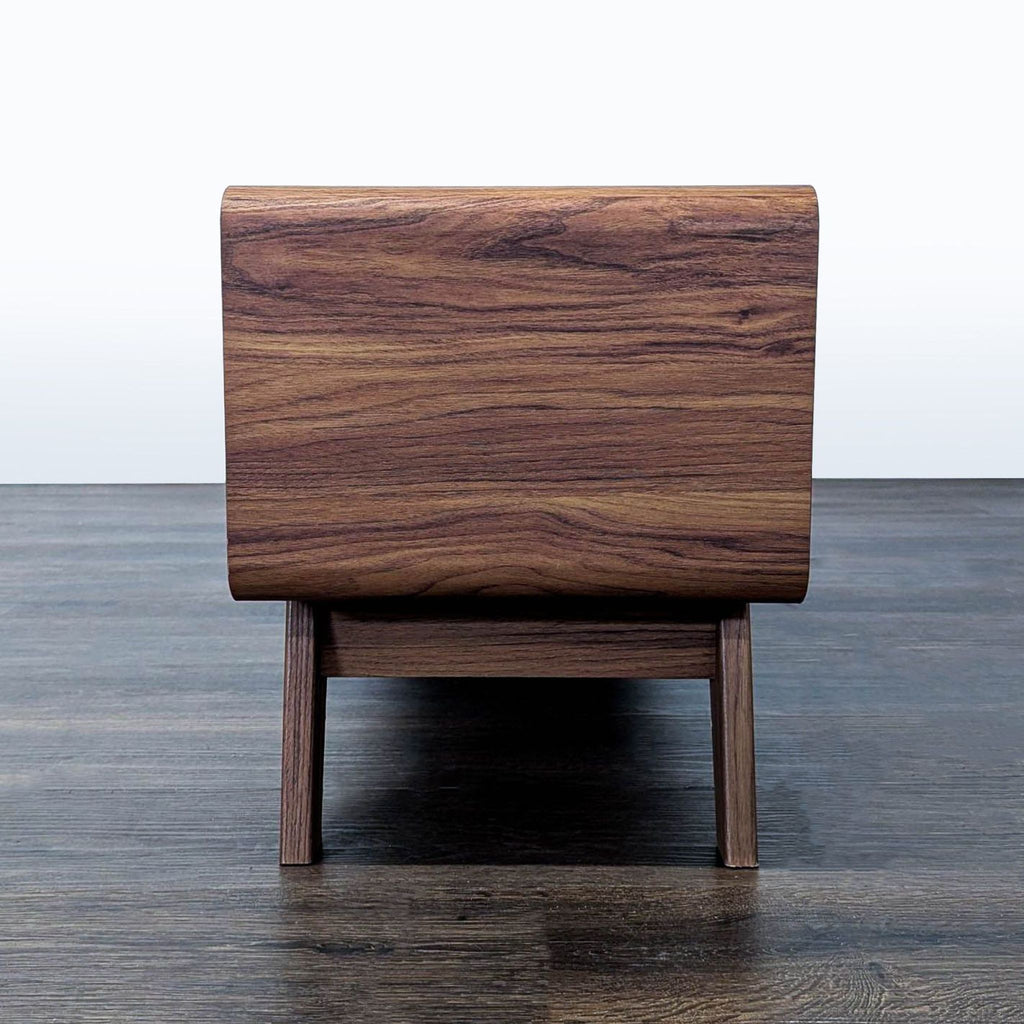 Modern Mopio entertainment center with adjustable shelf, MDF construction, and stylish sliding slatted doors.