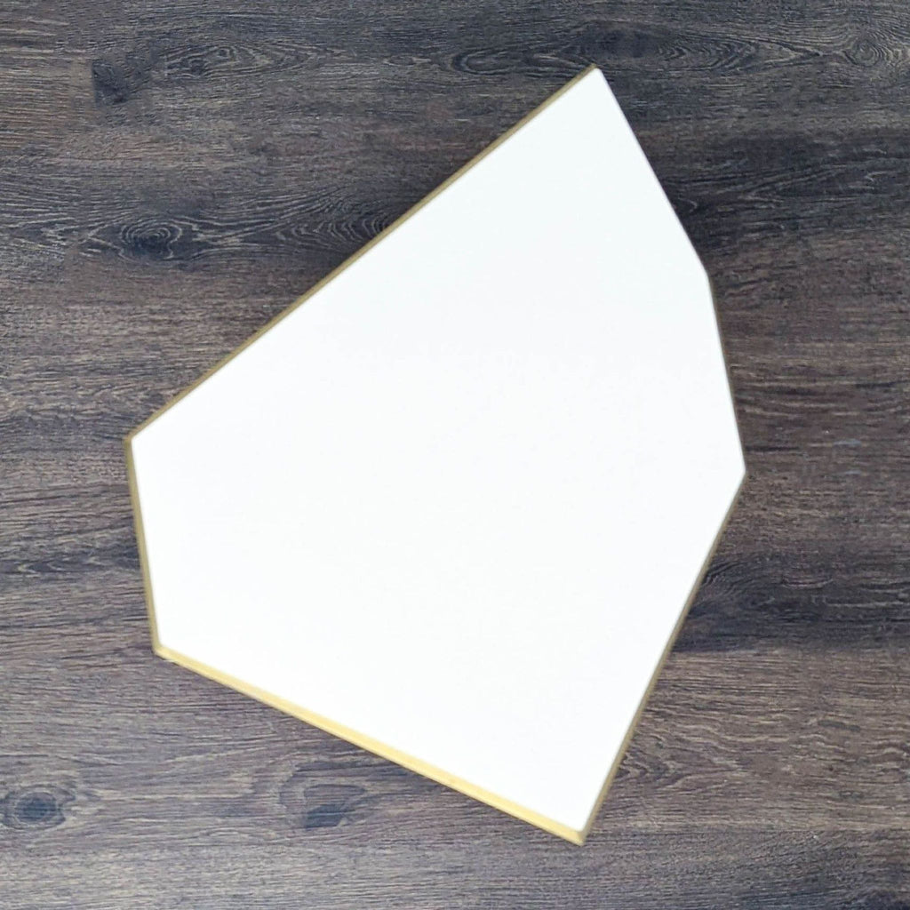 Asymetrical Pentagon Drinks Table with a Brass Pedestal Base