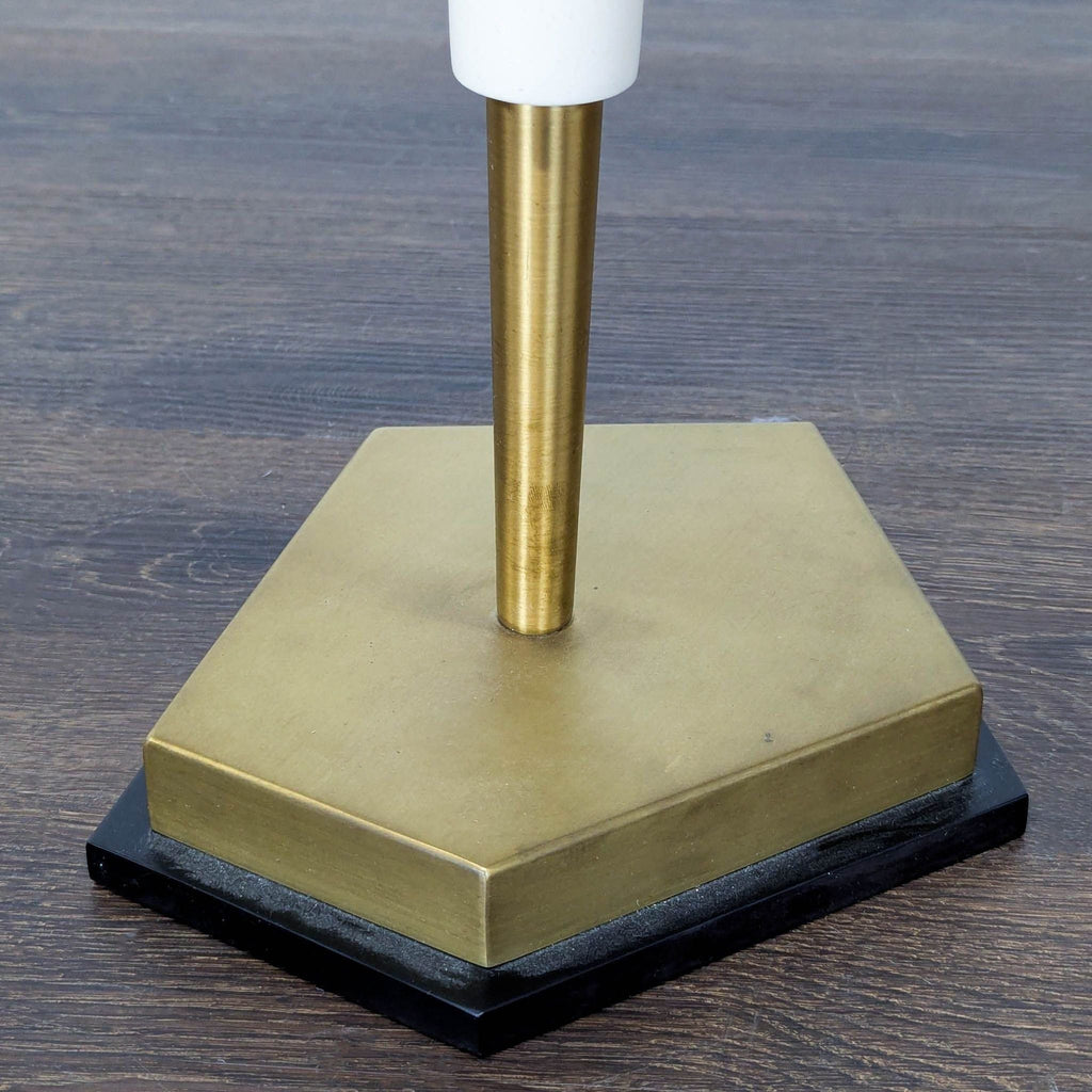 Asymetrical Pentagon Drinks Table with a Brass Pedestal Base