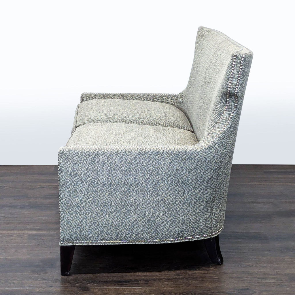 Thomasville Modern Grey Upholstered Loveseat with Nailhead Trim