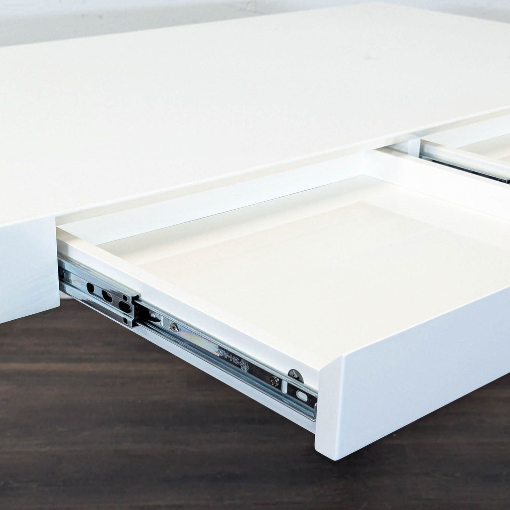 West Elm White Minimalist Desk with Two Drawers