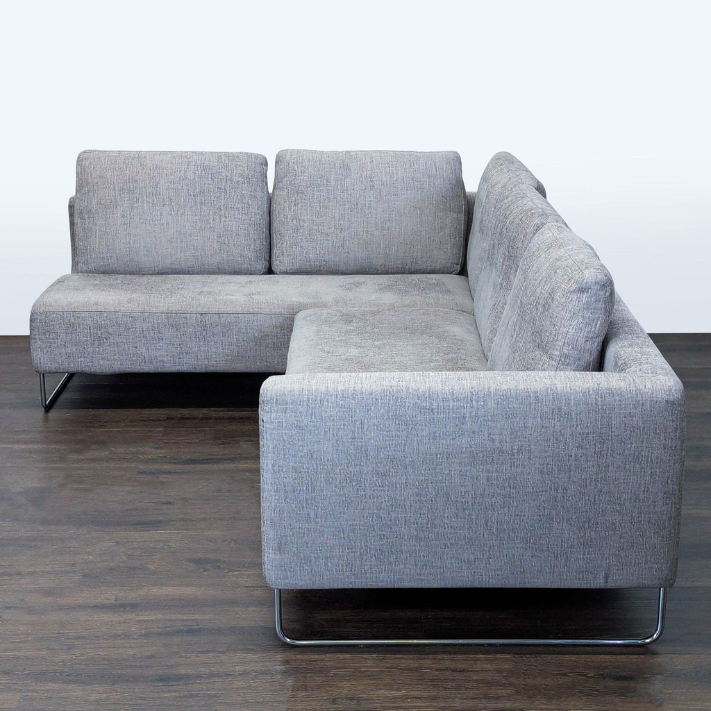 Benson Canyan Modern Gray Sectional Sofa with Metal Legs