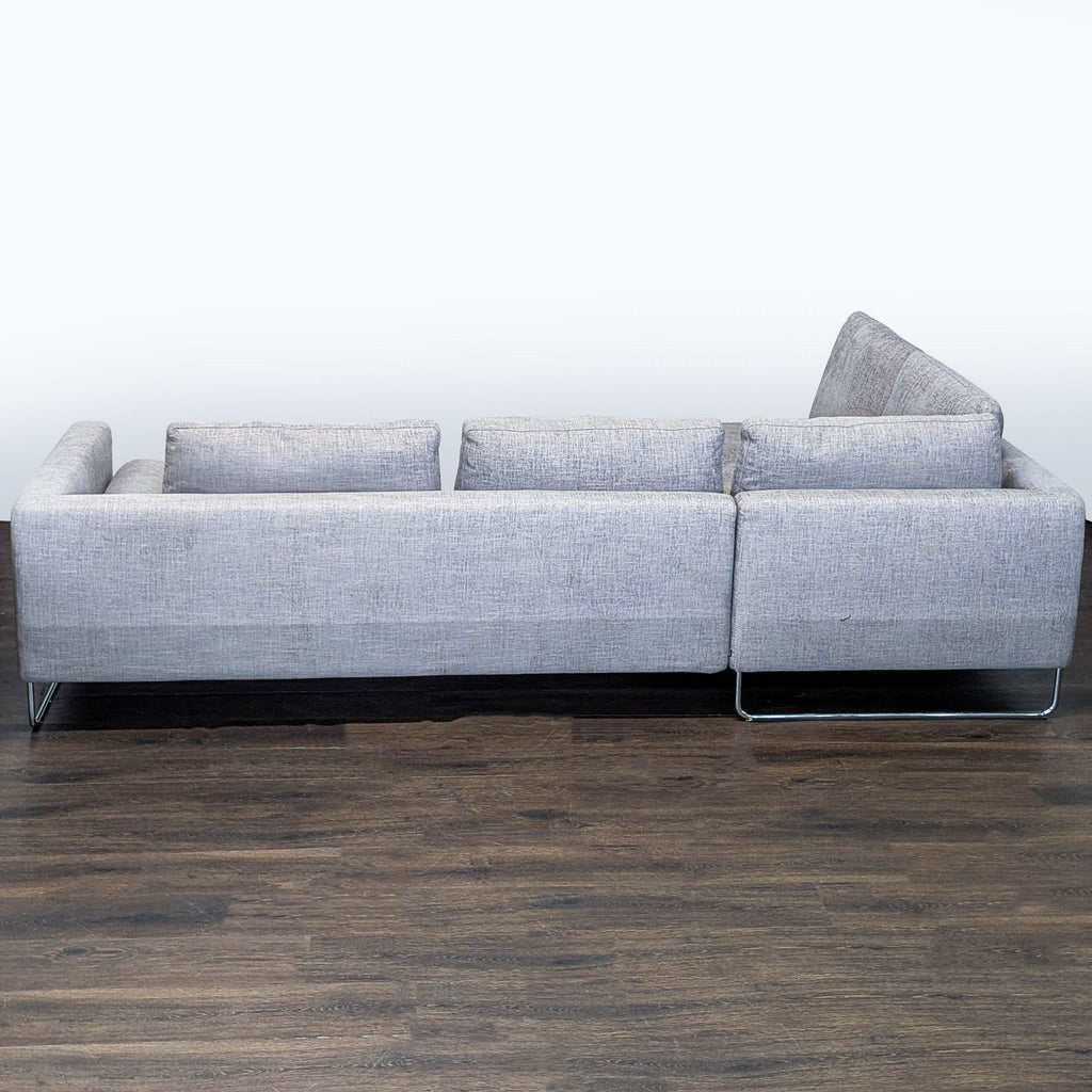 Benson Canyan Modern Gray Sectional Sofa with Metal Legs
