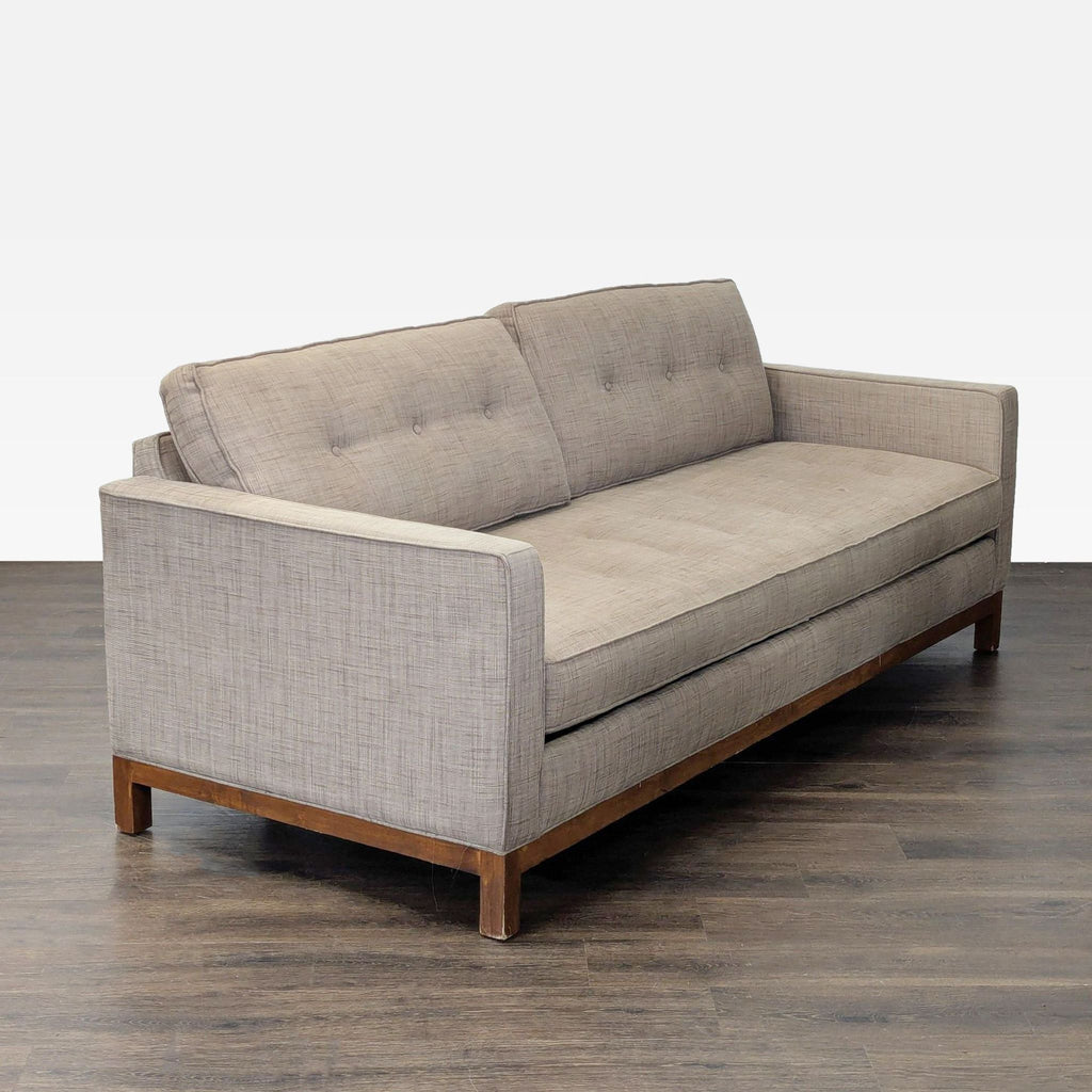 Modern Sleeper Sofa with Wooden Base and Button-Tufted Back