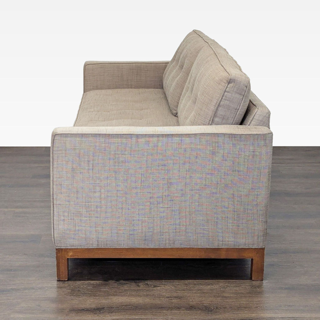 Modern Sleeper Sofa with Wooden Base and Button-Tufted Back