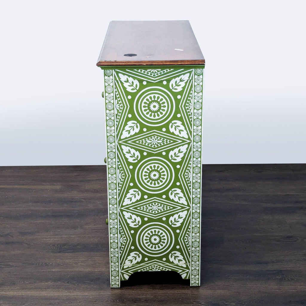Pottery Barn Green Patterned 3-Drawer Dresser/Desk