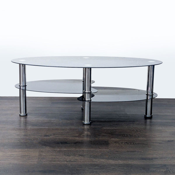 Three Tier Glass and Metal Coffee Table