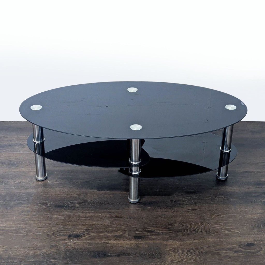 Three Tier Glass and Metal Coffee Table