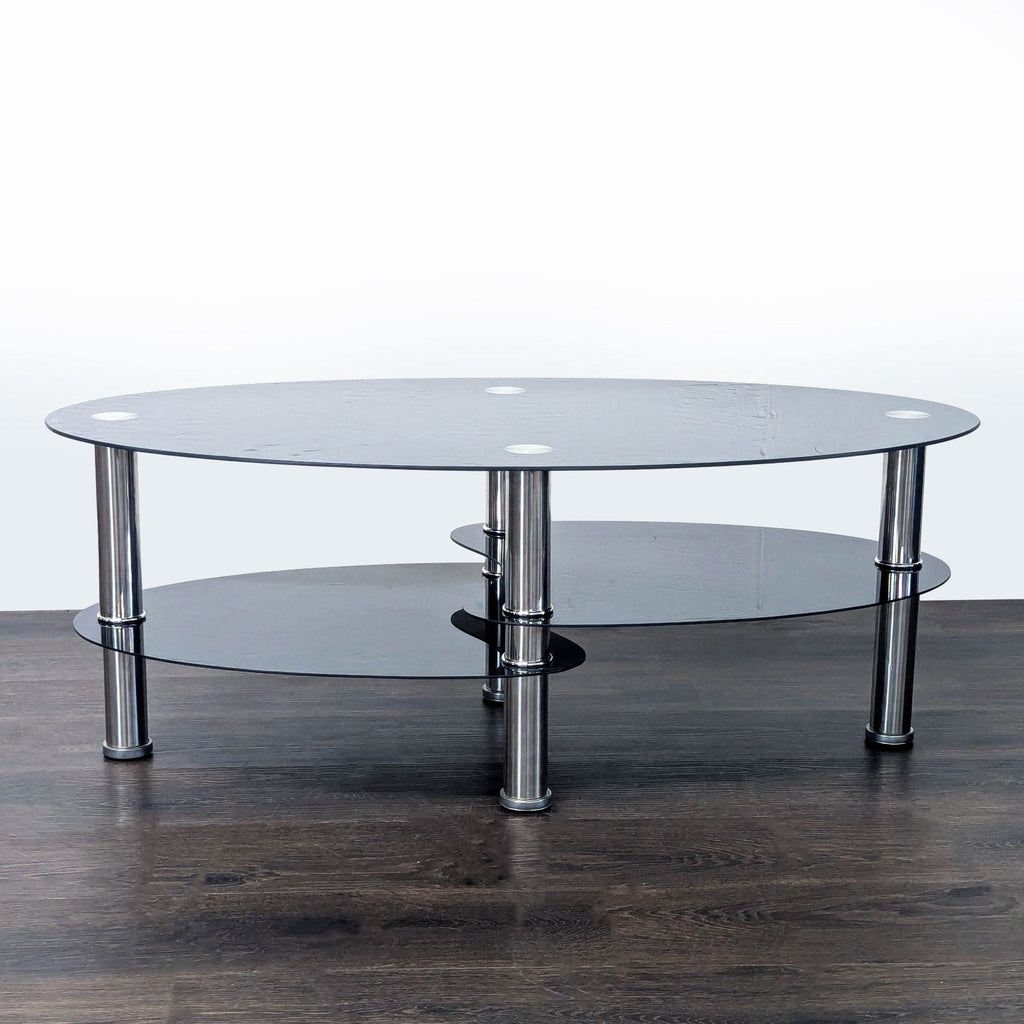 Three Tier Glass and Metal Coffee Table