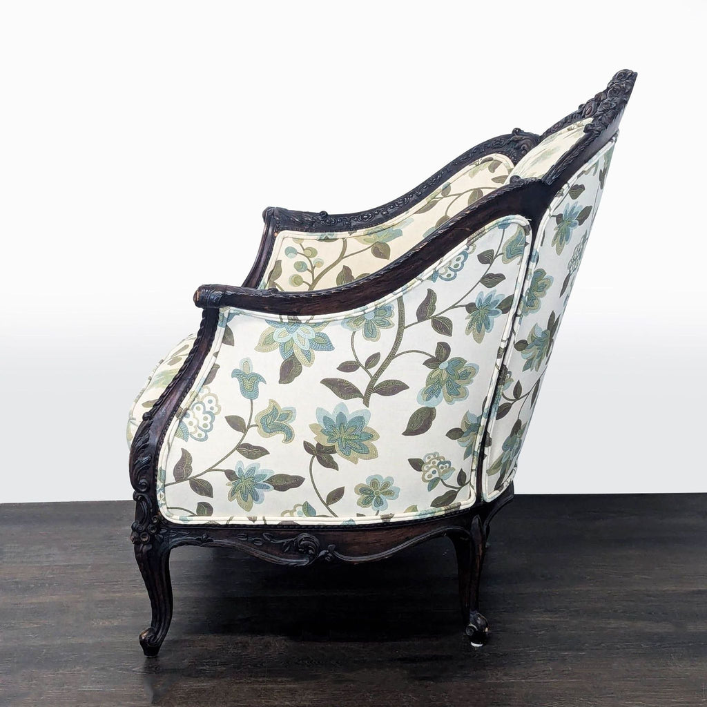 Victorian Rococo Revival Carved Bergère Lounge Chair with Floral Upholstery - Accepted Offer (27.18% discount)