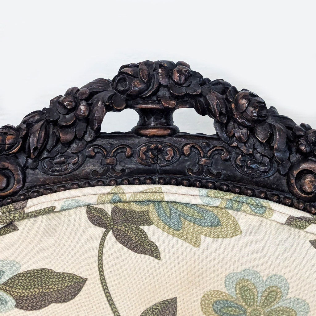 Victorian Rococo Revival Carved Bergère Lounge Chair with Floral Upholstery - Accepted Offer (27.18% discount)