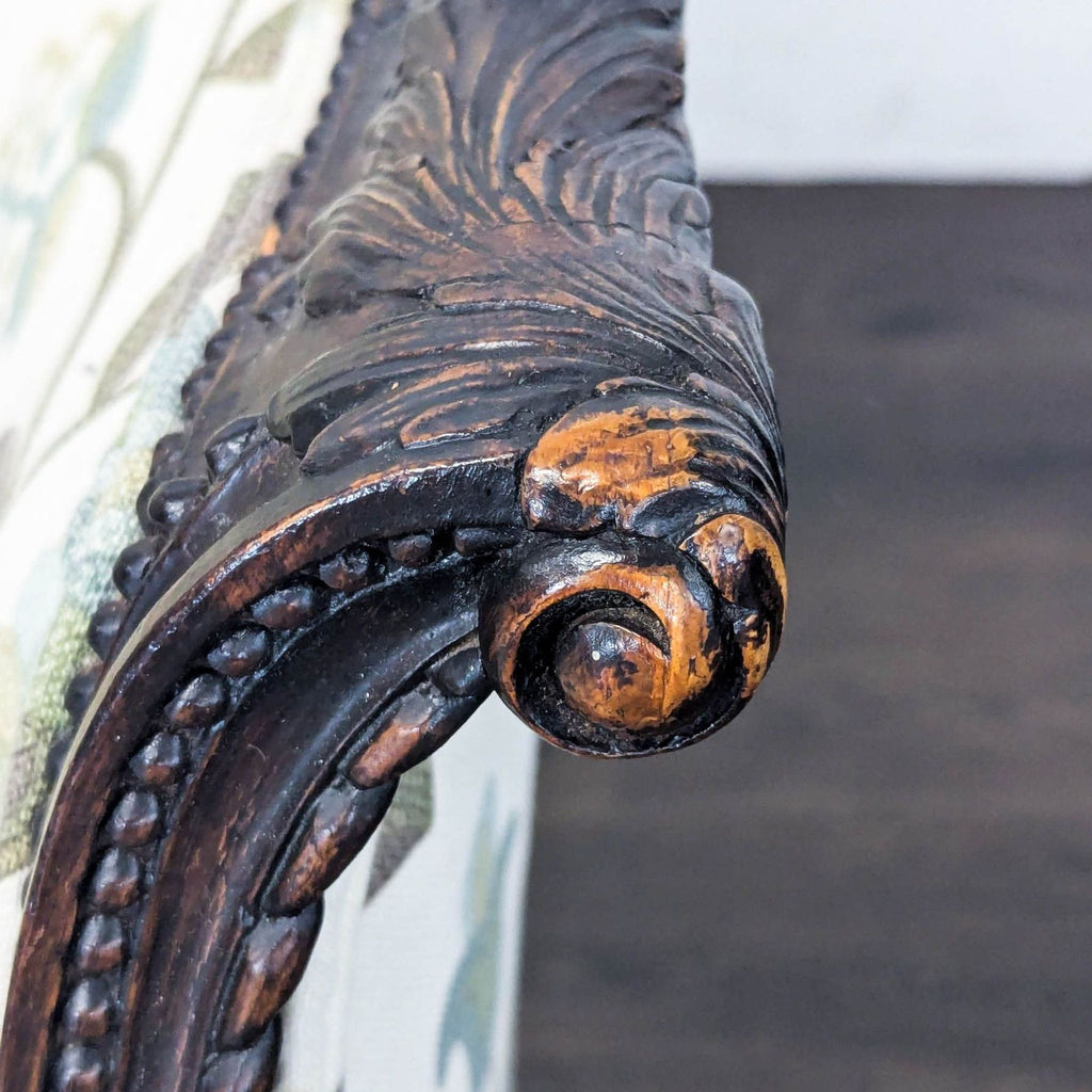 Victorian Rococo Revival Carved Bergère Lounge Chair with Floral Upholstery - Accepted Offer (27.18% discount)