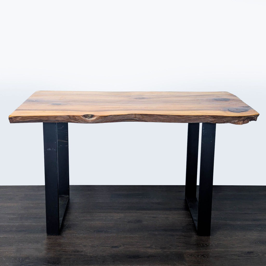 Live Edge Dining Table with Metal Sled Legs