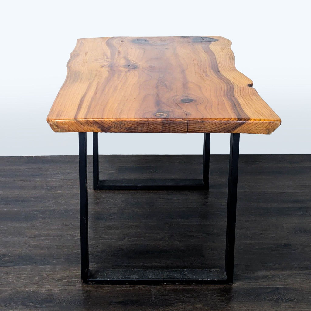 Live Edge Dining Table with Metal Sled Legs