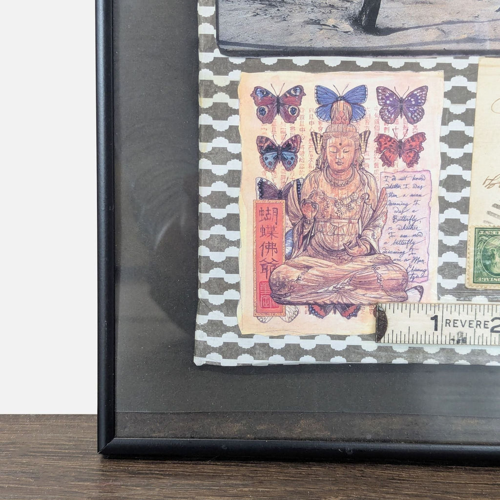 Unique Mixed Media Framed Art Collage with Vintage Photos and Postcard
