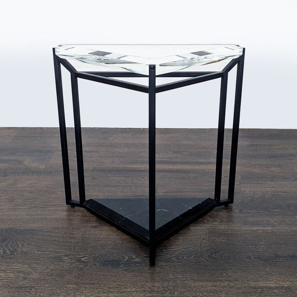 Set of two Timothy Oulton crystal accent end tables in large and medium sizes, both in excellent condition.