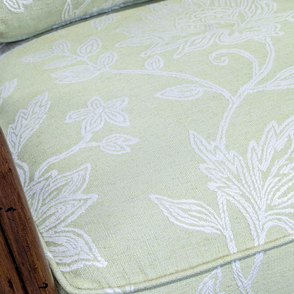 Rattan Lounge Chair with Floral Green Cushions