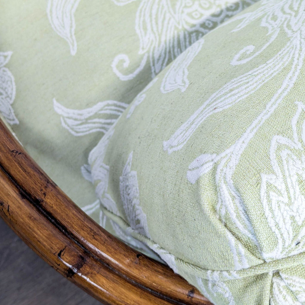 Rattan Lounge Chair with Floral Green Cushions