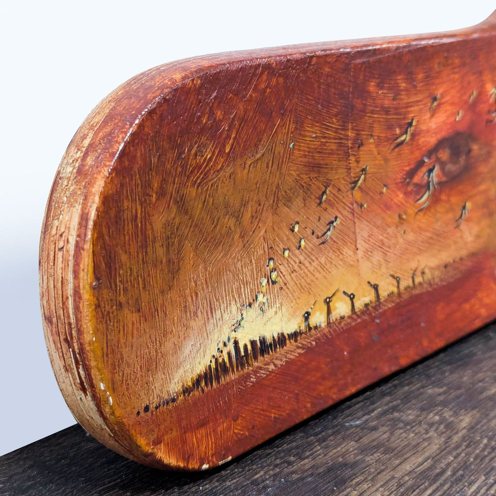 Original Surreal Art on Shaped Wood – Tree and Abstract Figures Painting