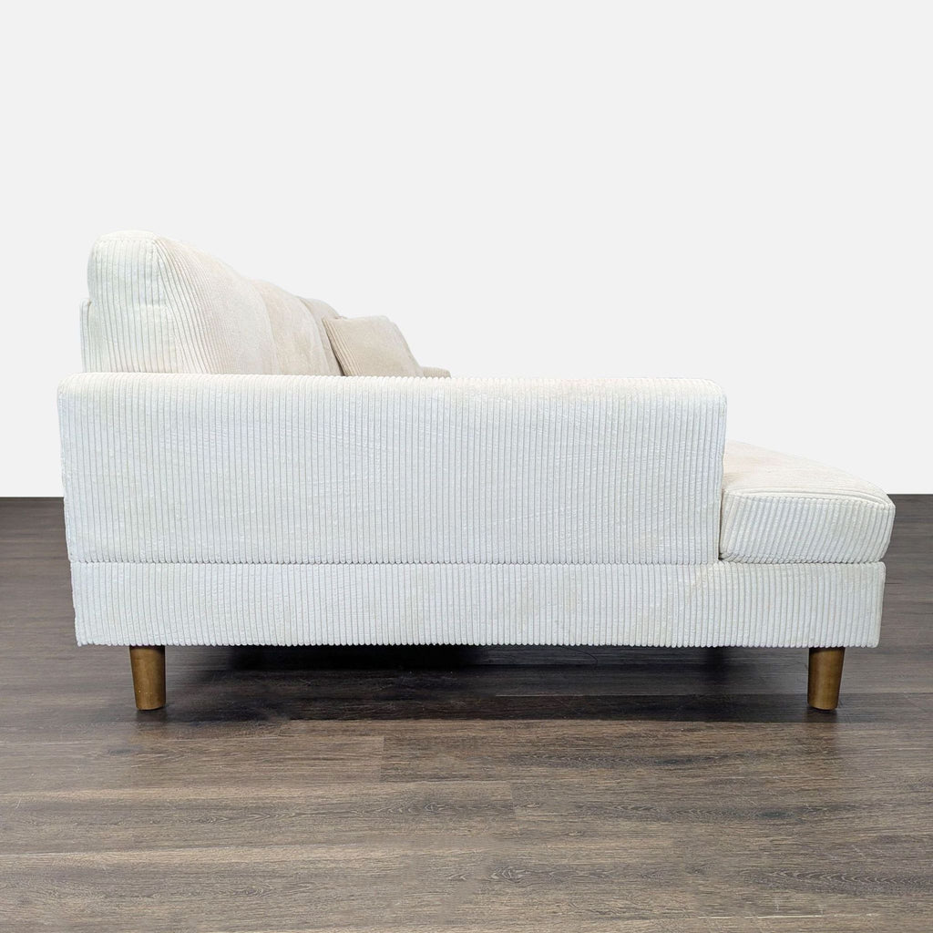Modern Light Beige Corduroy Sectional Sofa with Chaise