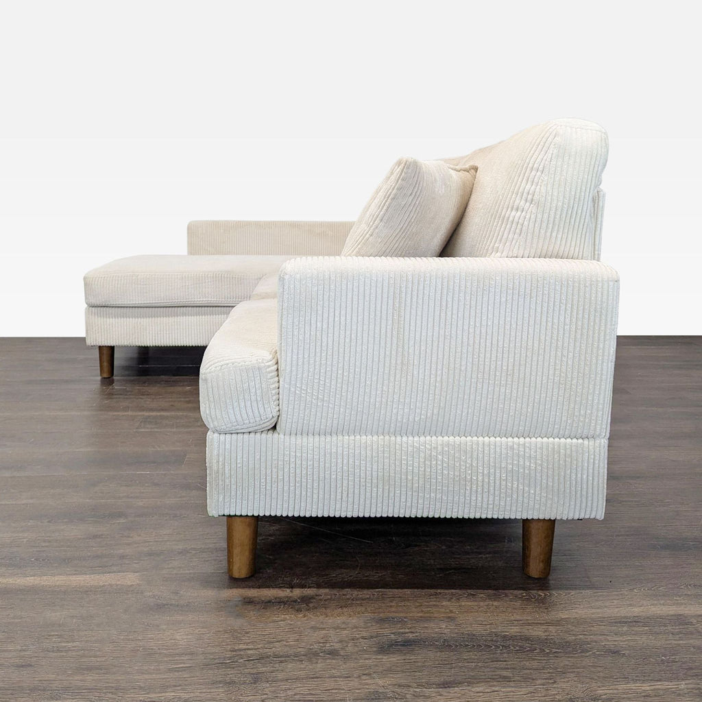 Modern Light Beige Corduroy Sectional Sofa with Chaise