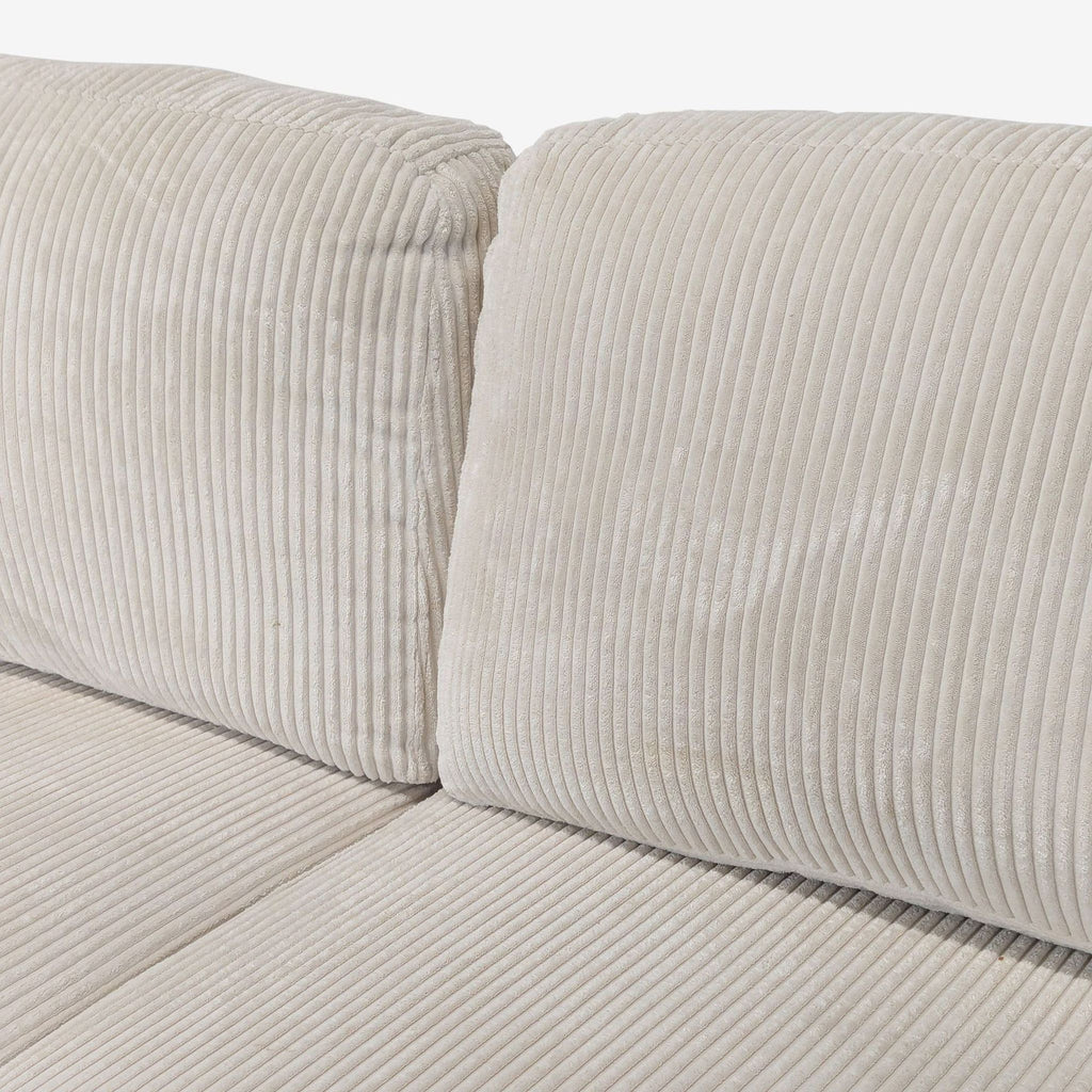 Modern Light Beige Corduroy Sectional Sofa with Chaise