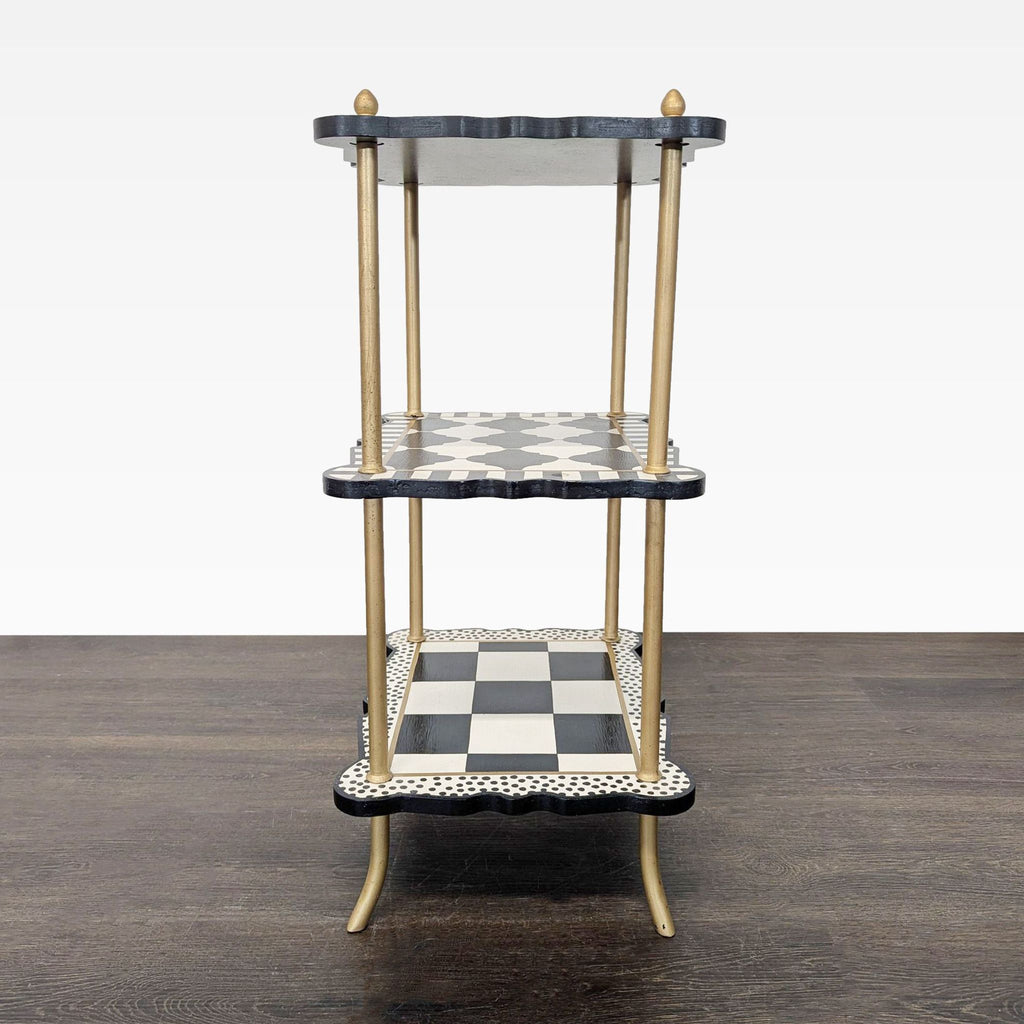 MacKenzie-Childs Black & White Check & Stripe Three Tier Table
