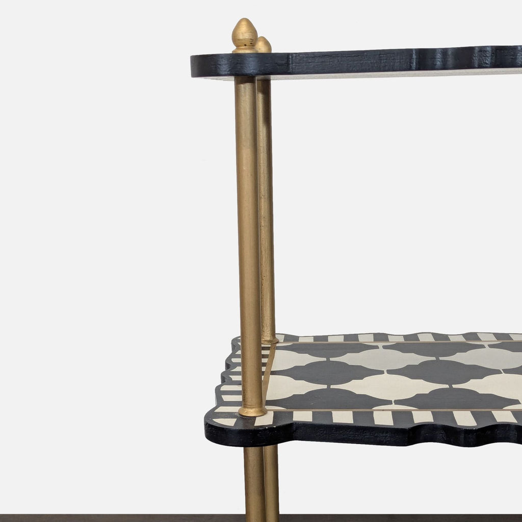 MacKenzie-Childs Black & White Check & Stripe Three Tier Table