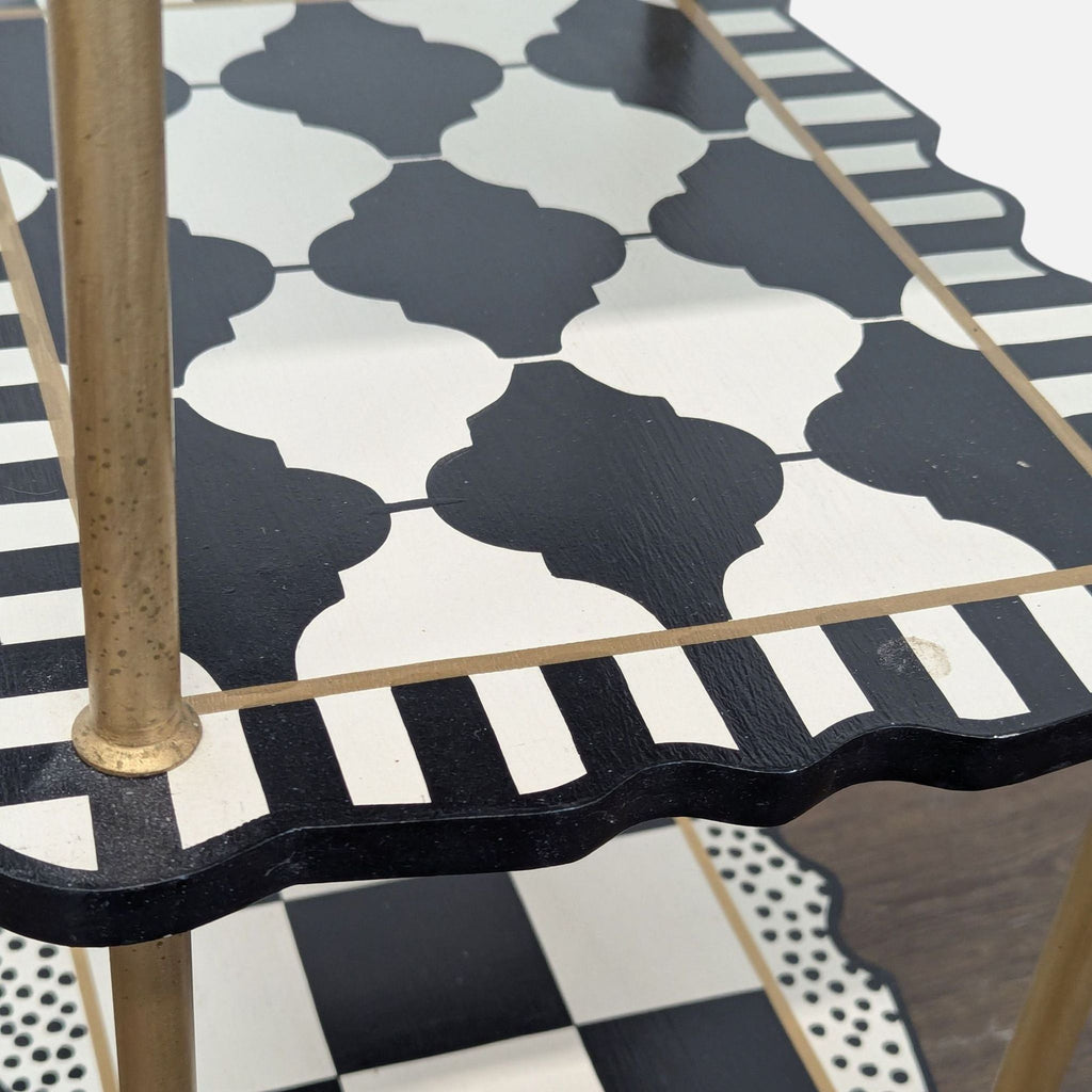 MacKenzie-Childs decor piece with hand-painted checks, dots, and stripes on wood and iron construction.