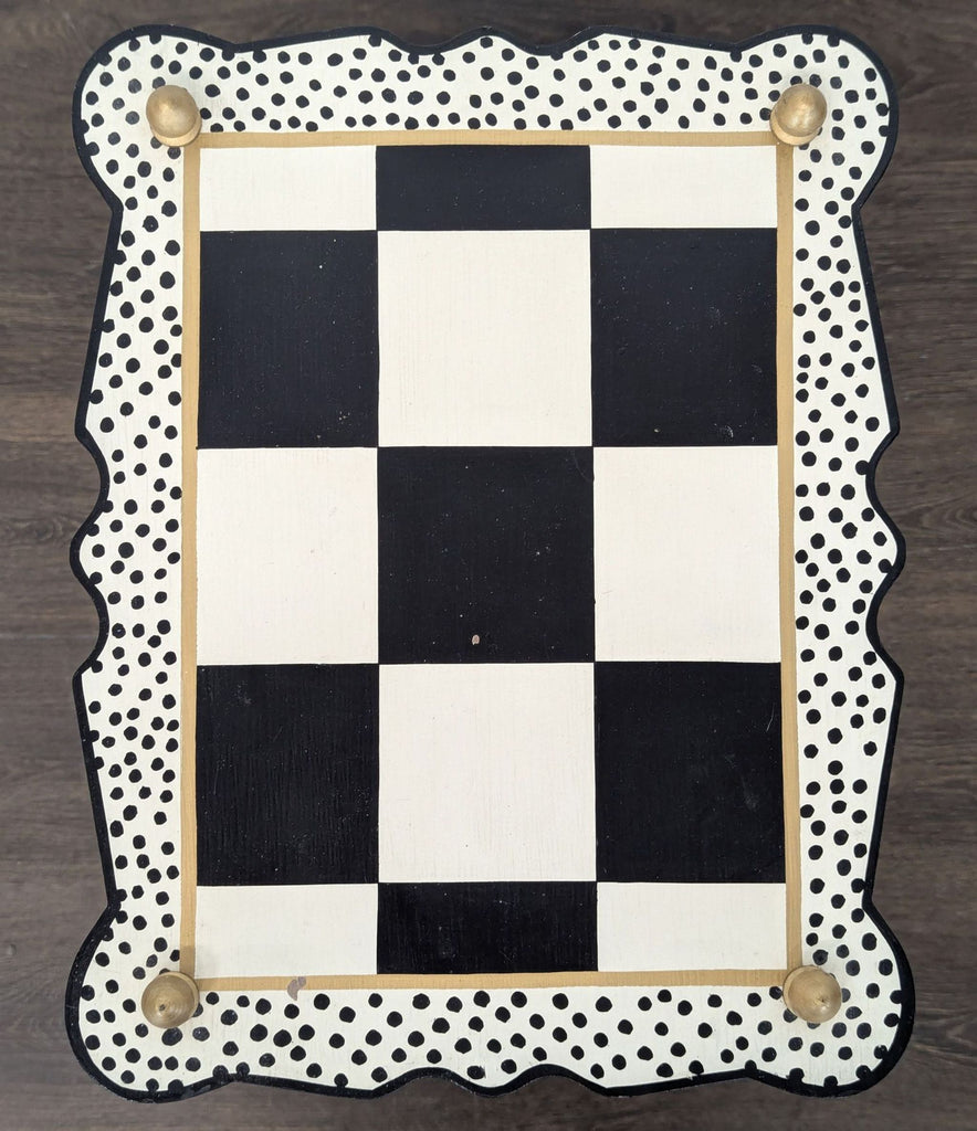 MacKenzie-Childs Black & White Check & Stripe Three Tier Table
