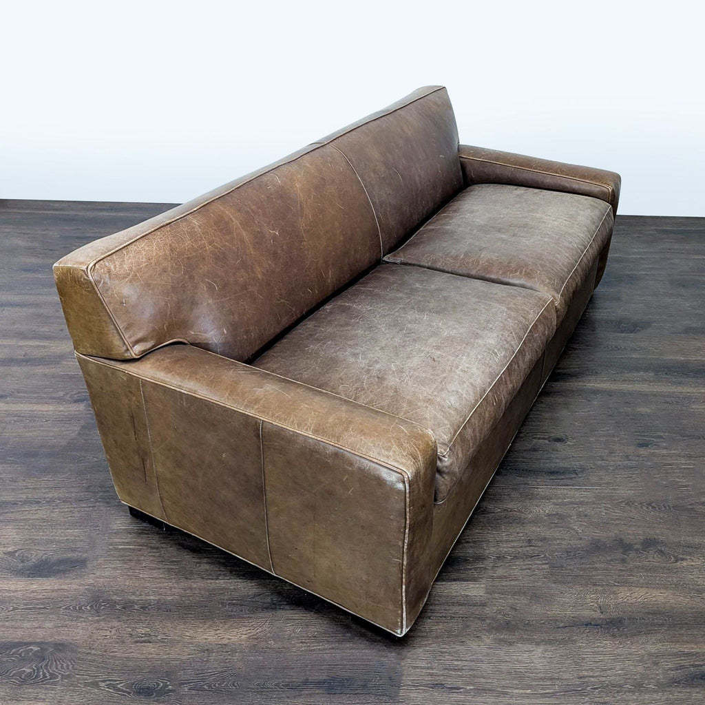 Mitchell Gold 3-Seat Brown Leather Sofa