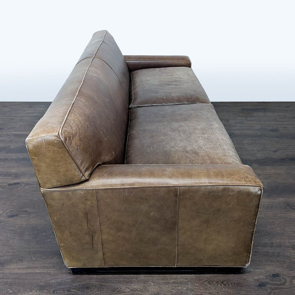 Mitchell Gold 3-Seat Brown Leather Sofa
