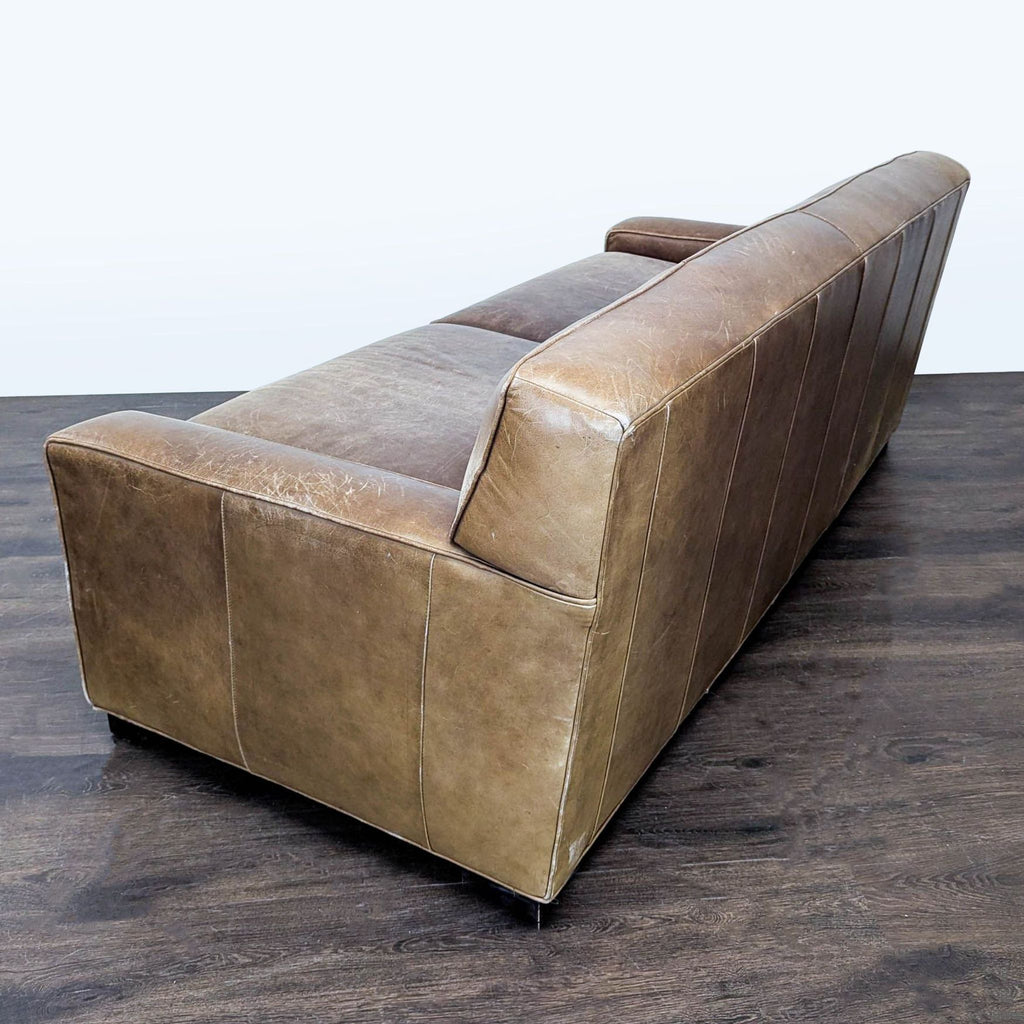 Mitchell Gold 3-Seat Brown Leather Sofa