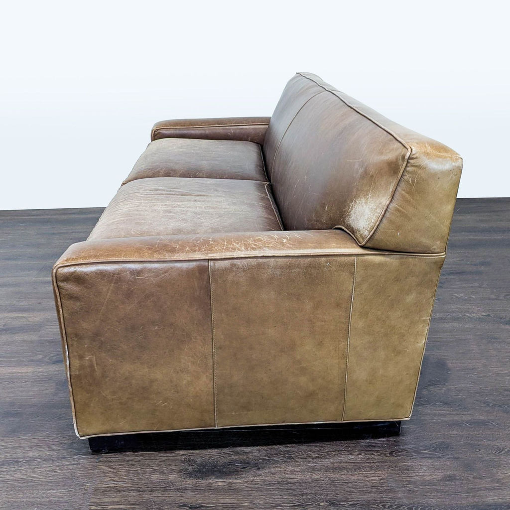 Mitchell Gold 3-Seat Brown Leather Sofa